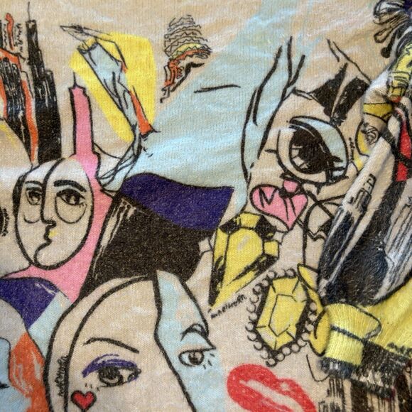 Pop Art Abstract Print Picasso Oversized Tunic Sweater MiniDress OS Wool - Picture 2 of 12